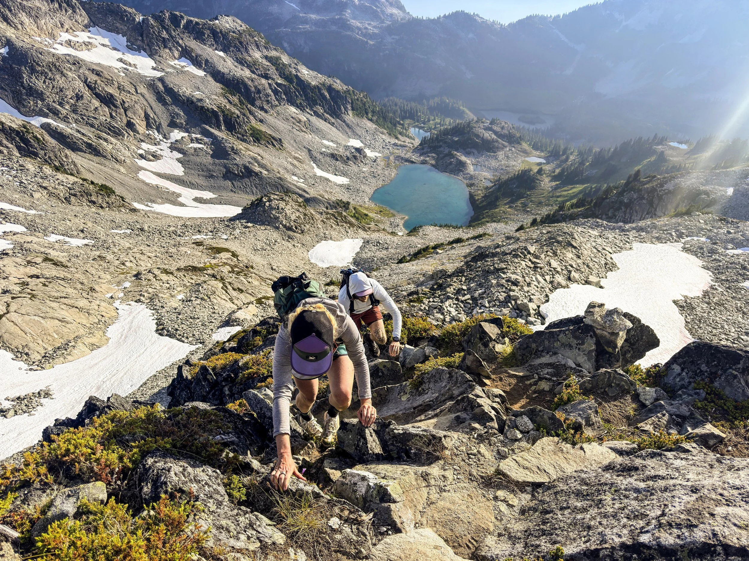 Ascending the final summit of Tricouni