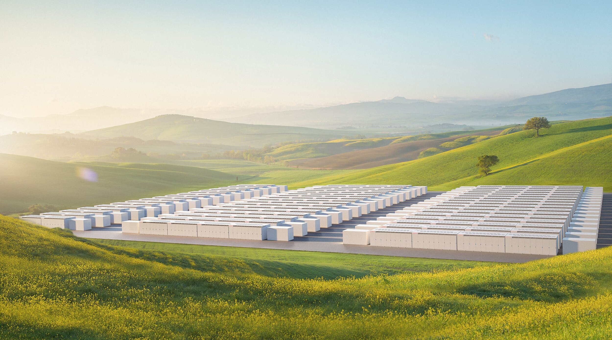 Concept drawing of Tesla's 1-gigawatt hour (GWh) megapack battery facility. If operational an energy storage system of this size could power every home in San Francisco, CA for up to 6 hours.   http://tesla.com/megapack  