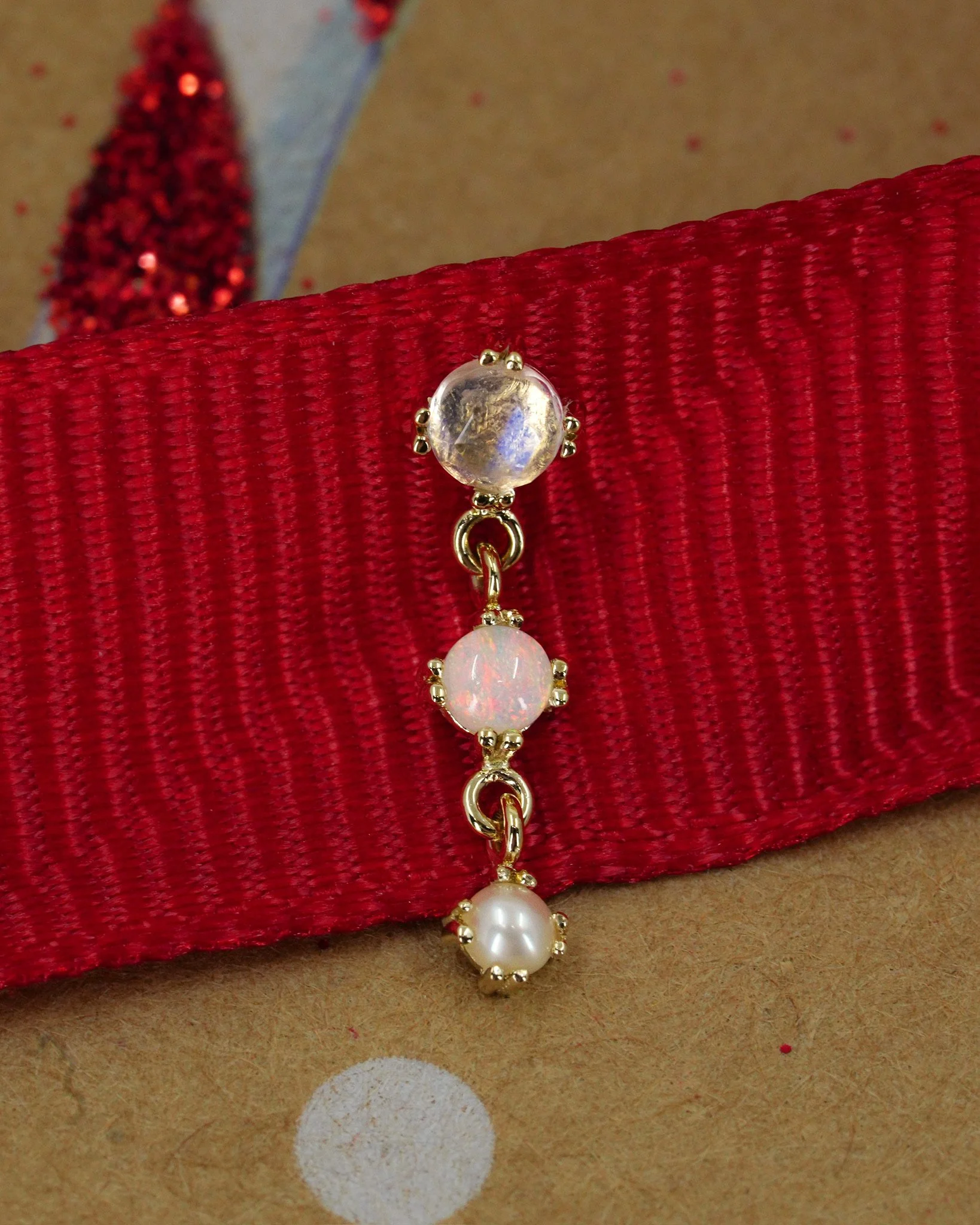 Moonstone Opal Pearl Trio