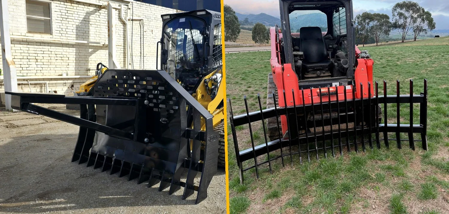 HD and standard stick rakes fitted to track loaders