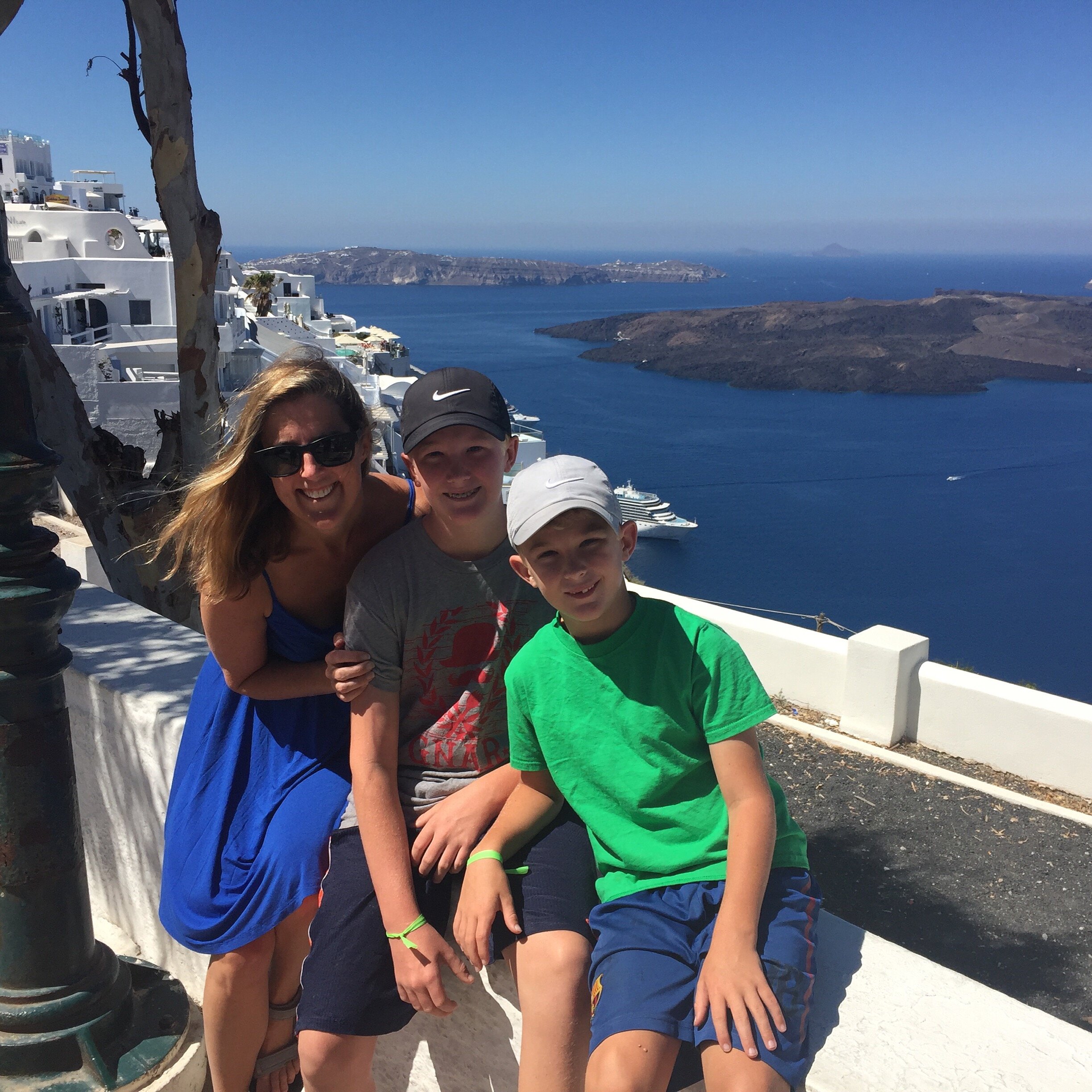 Santorini, Greece, with my boys!