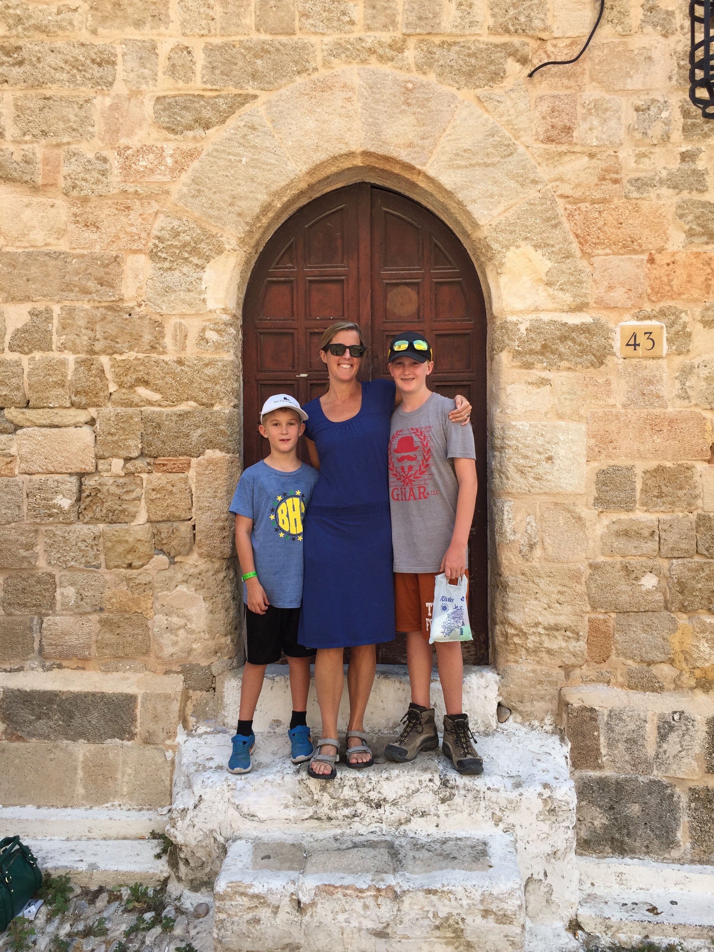 Rhodes, Greece, where we walked around "Old Town," but the Perkins family headed to the beach.