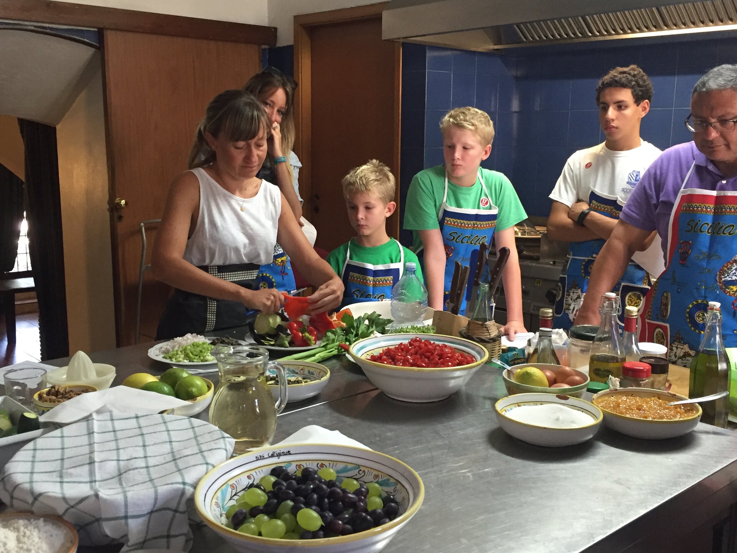 A cooking class in Sicily inspired the scene of Regan's meltdown in a Sicilian courtyard.