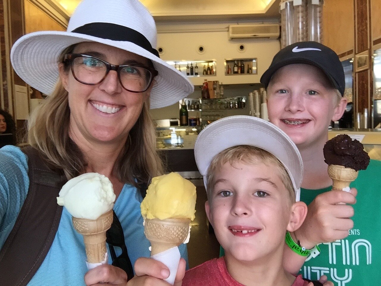 The boys and I enjoy gelato in Rome after our Colosseum tour.