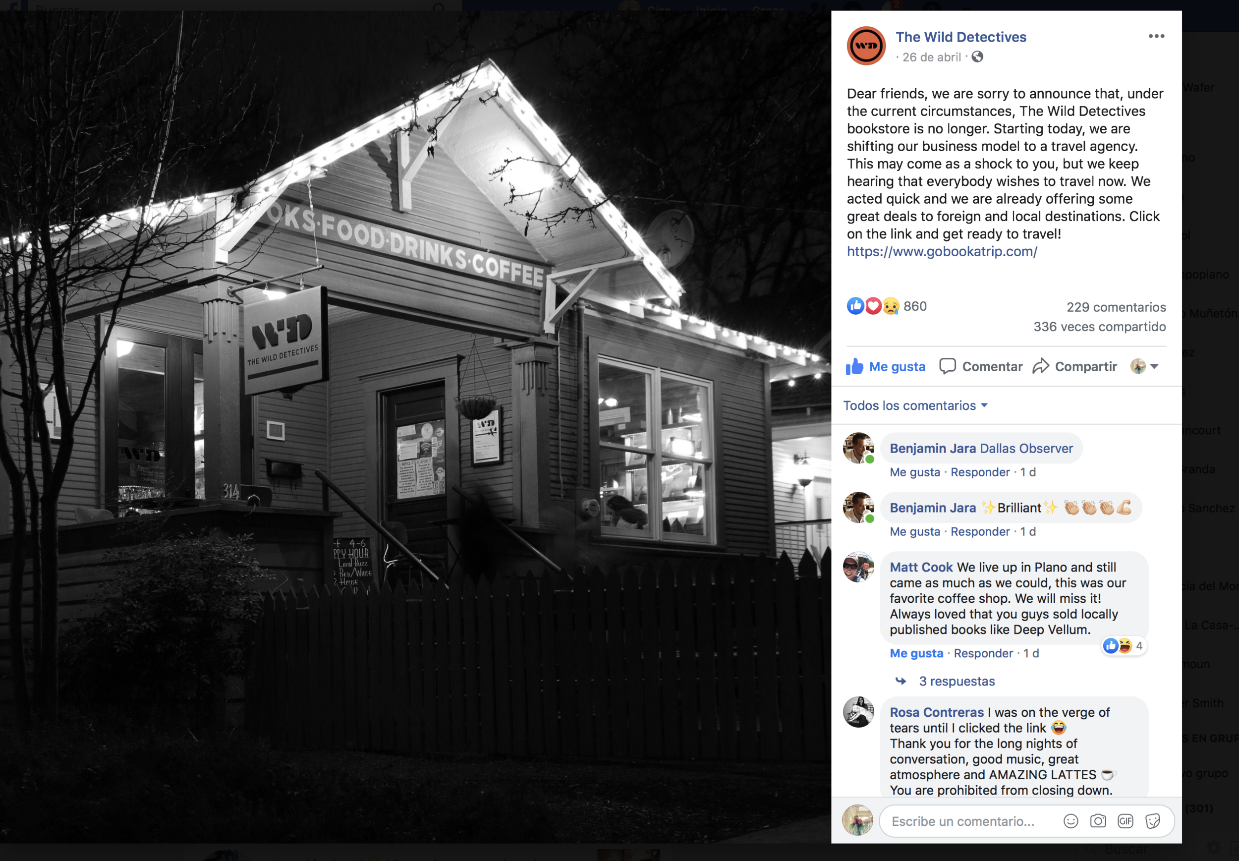 Announcement on Facebook