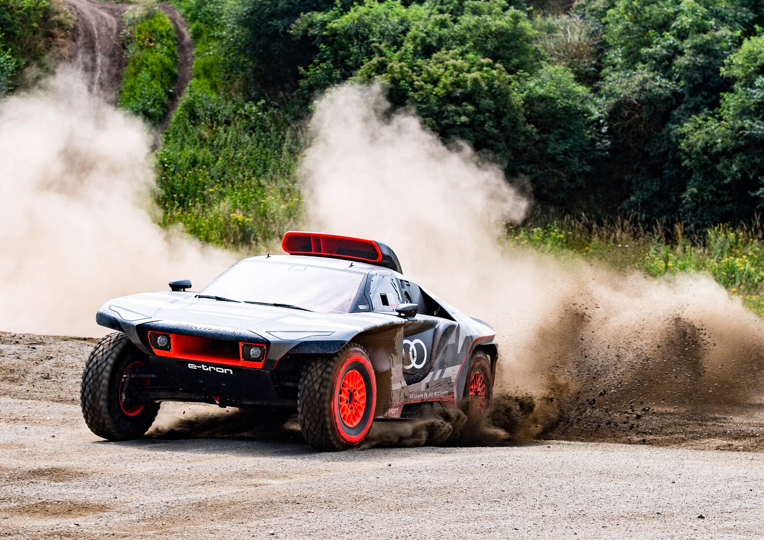 The Audi RS e-tron faces stages up to 800km a day in the Dakar rally.                          Photo: Audi