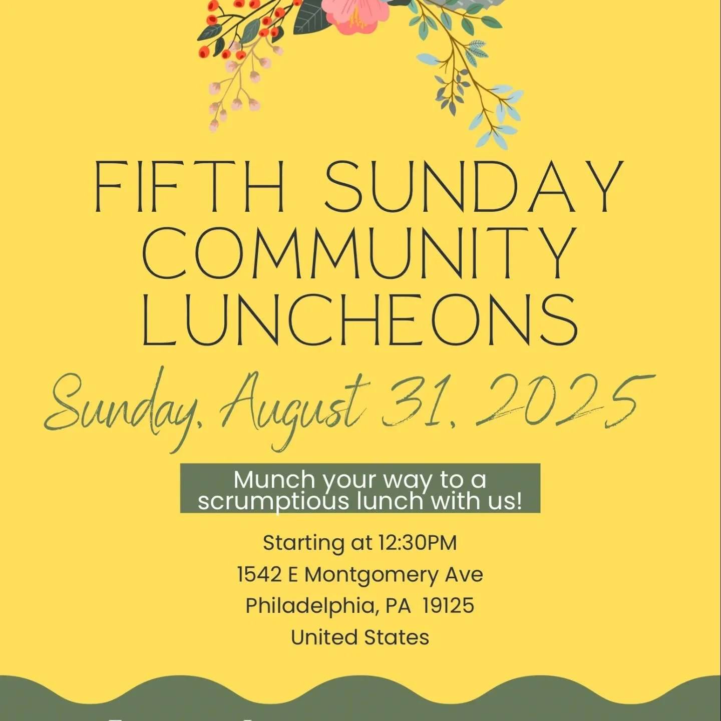 🙏✨ Join us at the Evangelical Lutheran Church of Atonement (1542 E Montgomery Ave, Philadelphia, PA 19125) on Sunday, August 31, 2025 from 11:00 AM &ndash; 12:30 PM for our worship service.

Afterwards, stay for our Fifth Sunday Potluck Luncheon&mda