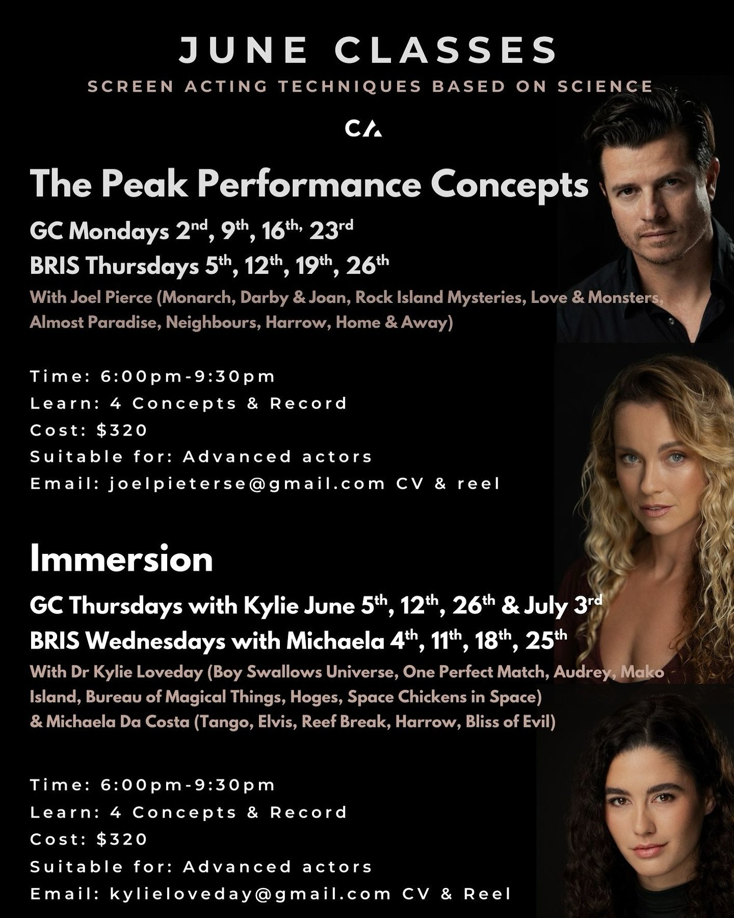 💥 JUNE DATES ARE OUT💥

We offer two monthly ADVANCED SCREEN ACTING classes across the Gold Coast and Brisbane&hellip;

▪️ IMMERSION involves deeply exploring the #psychological and #physical world of the character SO you #live as the character

 ▪️