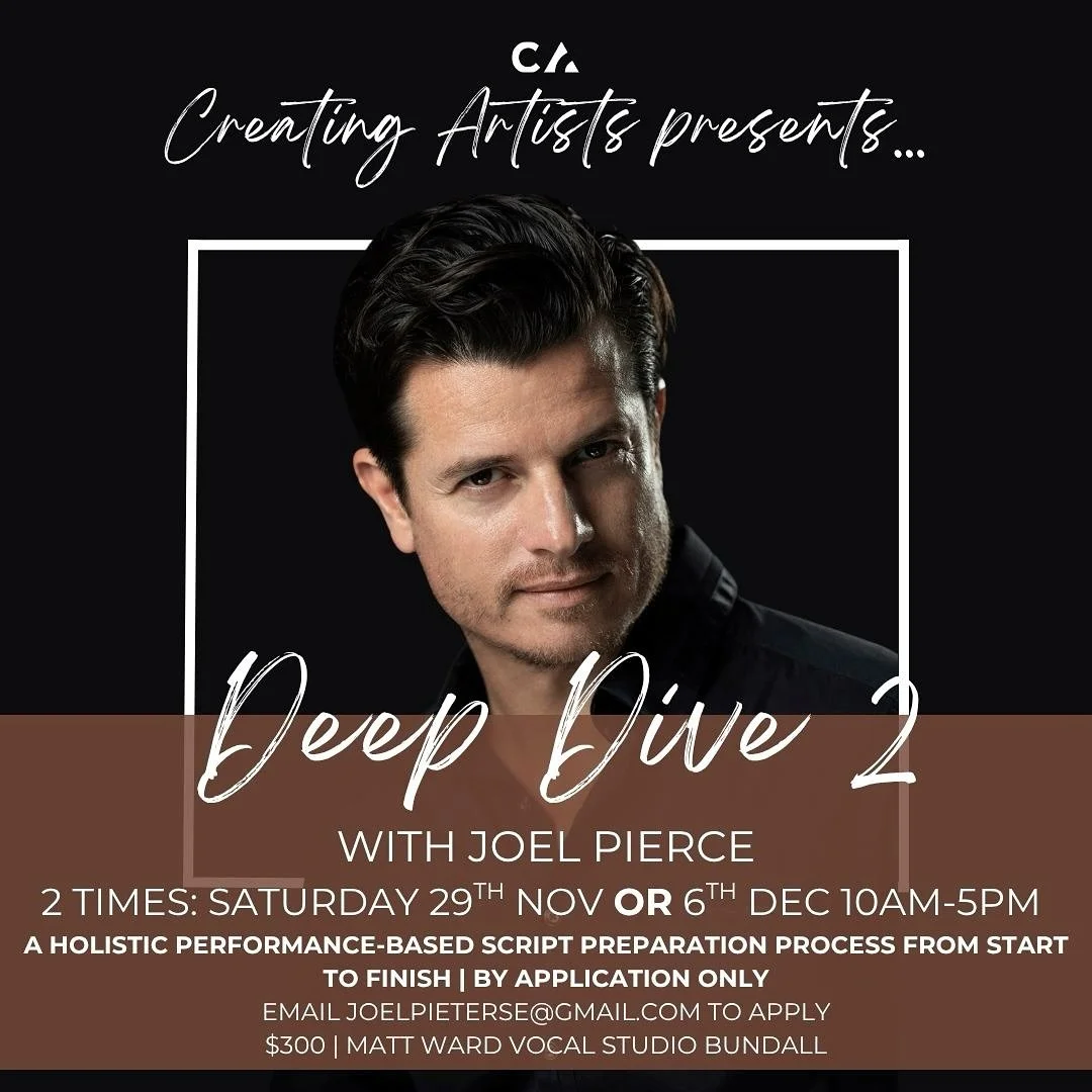 Due to popular demand @joel.pierce is running DEEP DIVE 2!
Deep Dive is an ADVANCED and HOLISTIC script preparation process where the actor engages in INSTINCT to guide preparation rather than traditional analysis. 
YOUR AUDITION PROCESS DOESN&rsqu