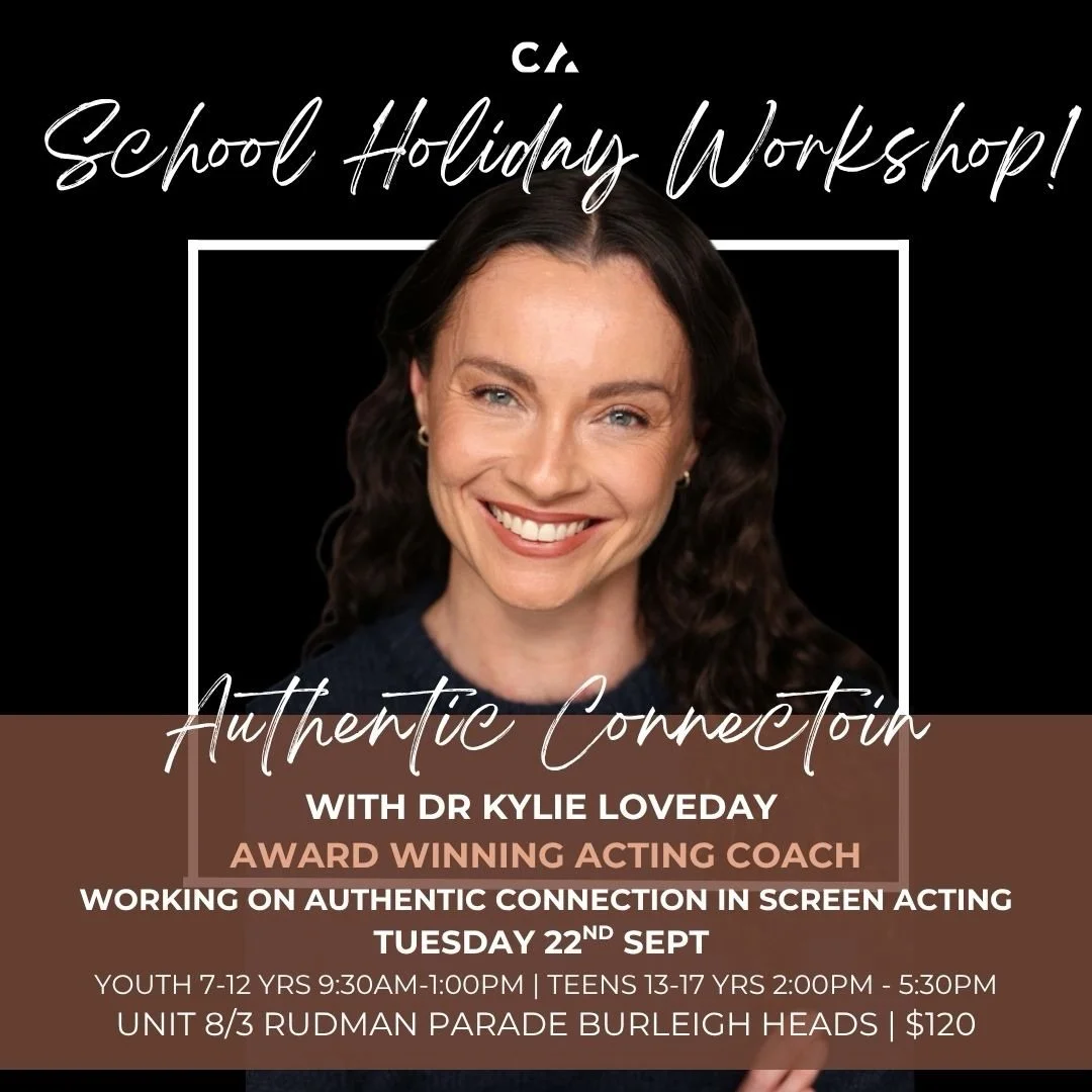 🎬 SCHOOL HOLIDAY WORKSHOPS WITH @kylie.loveday THIS SEPTEMBER 🎬

✨ AUTHENTIC CONNECTION IN SCREEN ACTING

Learn to move beyond &ldquo;performative or caricature acting&rdquo; and create genuine, connected, and truthful performances on camera throug
