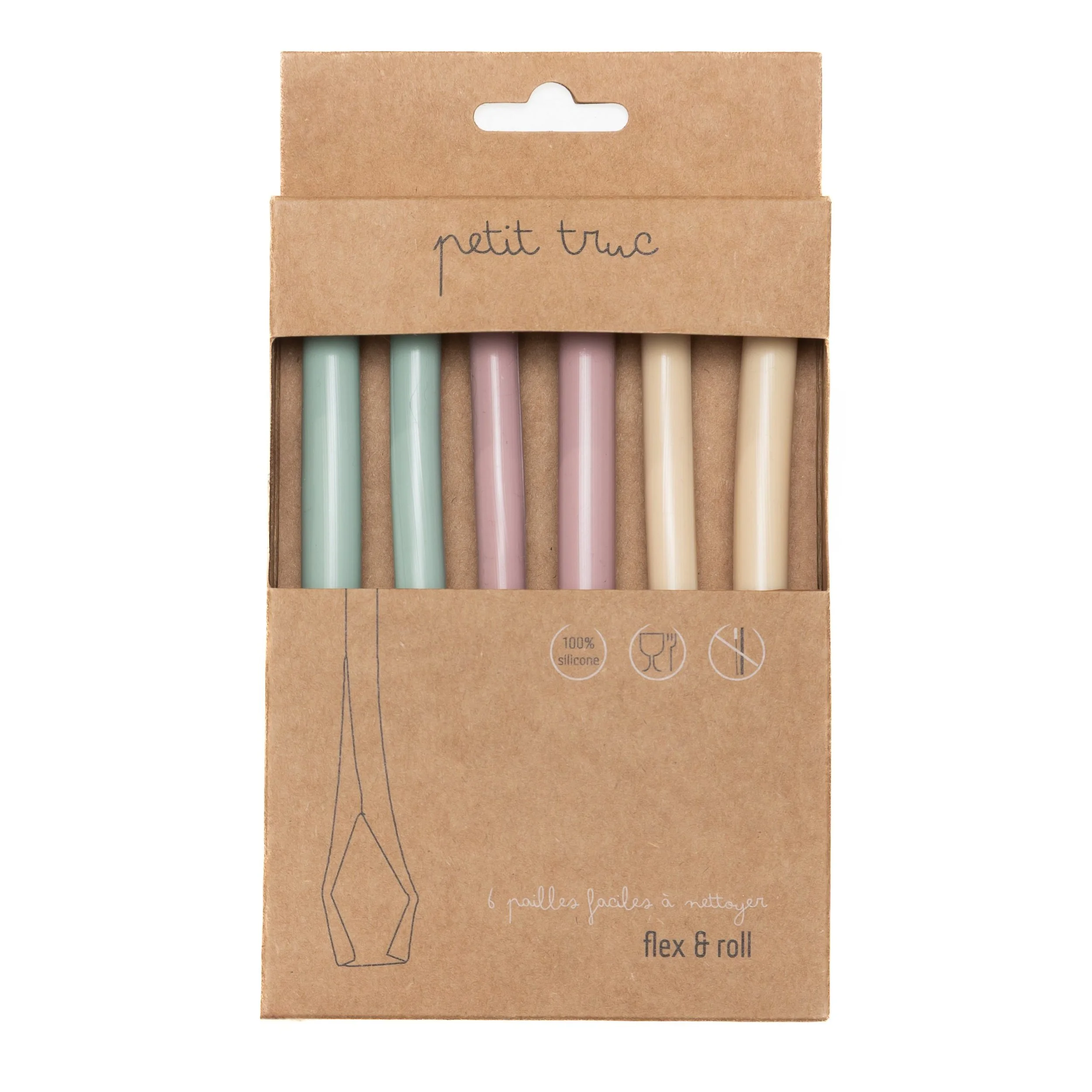 6 Silicon Straws Flex & Roll - Petit Truc