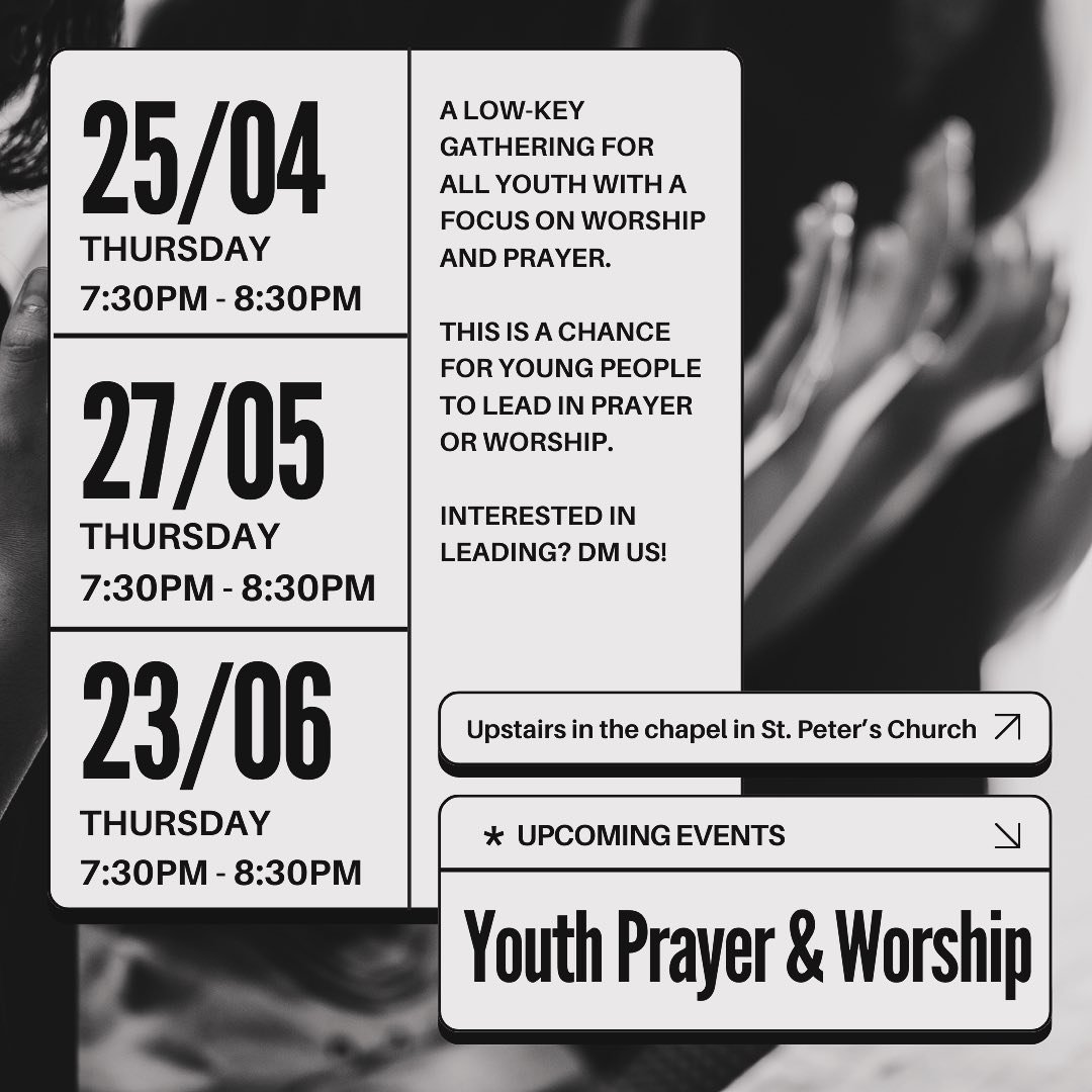 Guyyys just a heads up for these upcoming youth and prayer worship nights!
Do dm us, or speak to team at the gathering if leading prayer or worship at one of these sounds like something u wanna do!!🫶🏼