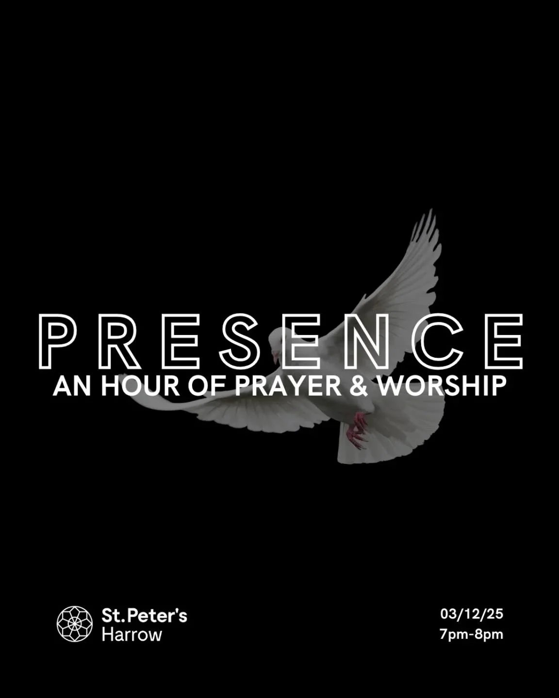 Come and worship the Lord with us on Wednesday 3rd December at Presence from 7pm-8pm!

There will be the opportunity to worship, pray and be creative.

Hope to see you there!