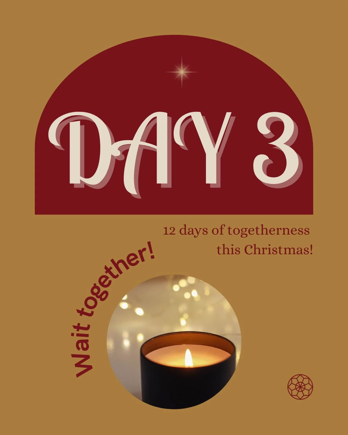Day 3&hellip; Of the 12 days of togetherness this Christmas!

Wait together! 🙏 We need to wait together with faith and expectation before we see the promises of God fulfilled like Mary and Elizabeth.

Take a moment of silence today and meditate on t