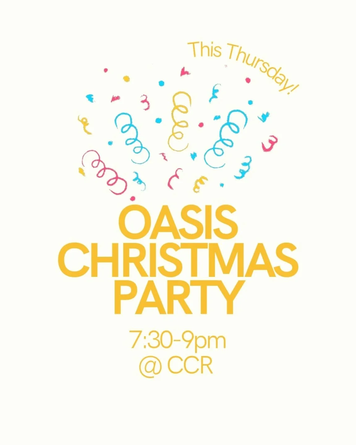 Join us for our fabulous OASIS CHRISTMAS PARTY!
Snacks, games &amp; Christmas fun!
Bring your friends!!

Thursday 18th December at Christ Church Roxeth.