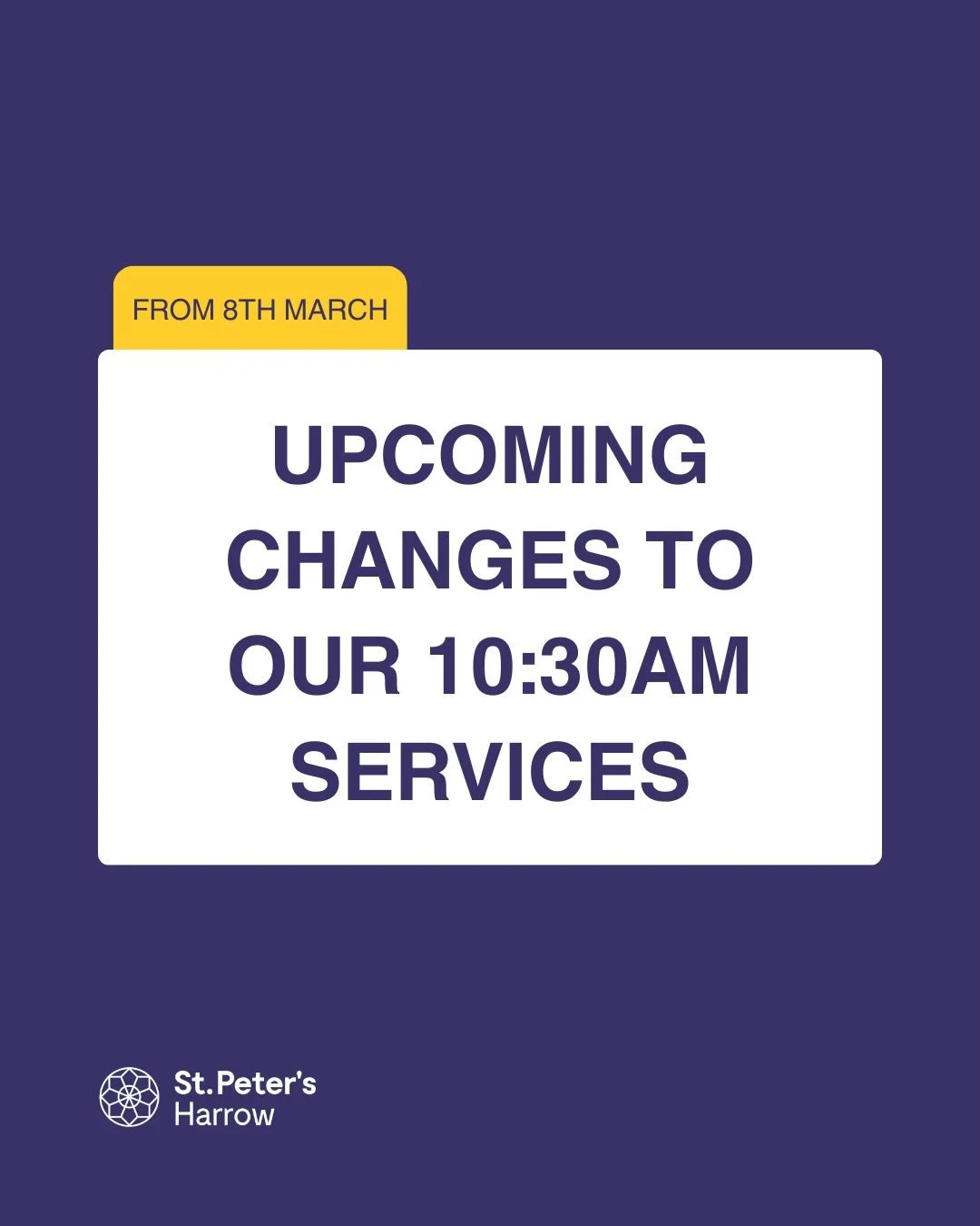 Changes to our upcoming 10:30am service this Sunday ⬆️

The service will start as usual at 10:30am, but the Kids &amp; Youth will register in their groups by 10:30am and join us upstairs for worship at 11:40am!

Why? Because we value all ages worship