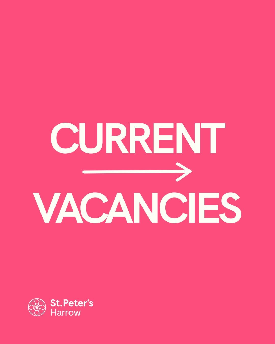 We have two job opportunities at St. Peter&rsquo;s! 🙌

If you think one of these roles could be for you, please visit our website to find out more and apply:

www.stpetersharrow.org/vacancies