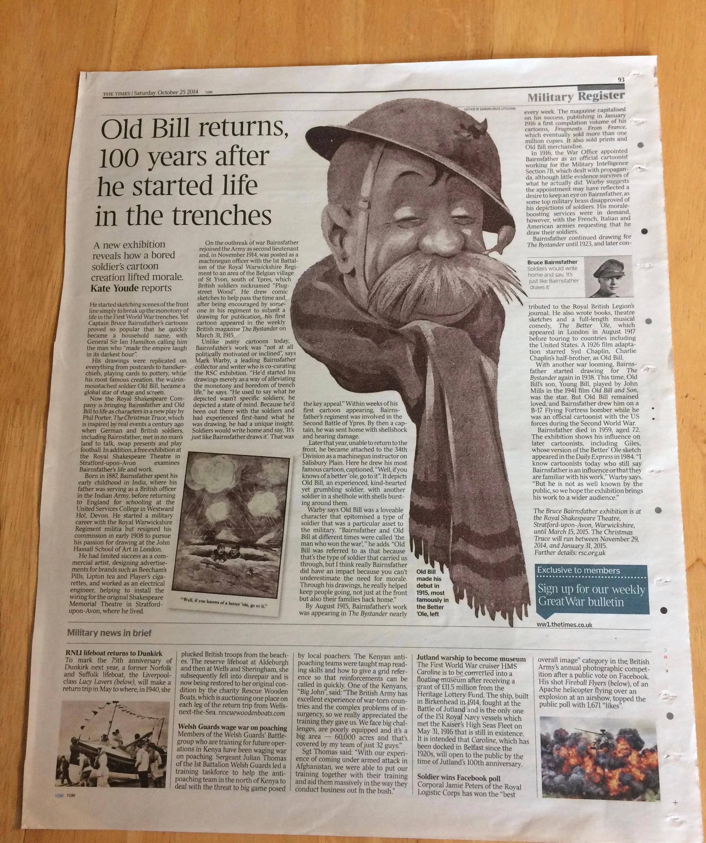 The Times: Old Bill returns, 100 years after he started life in the trenches