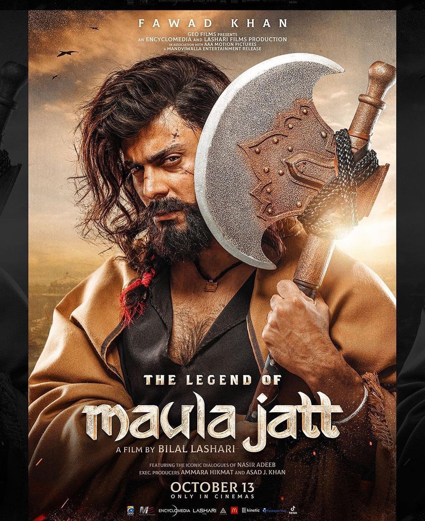 Presenting the character posters of the highly anticipated @maulajattofficial.

@fawadkhan81 as #MaulaJatt
@mahirahkhan as #Mukkho 
@realhamzaaliabbasi as #NooriNatt
@humaimamalick as #Daro
@mirzagoharrasheed as #Maakha 
@farishafi as #Mooda 
@aliazm