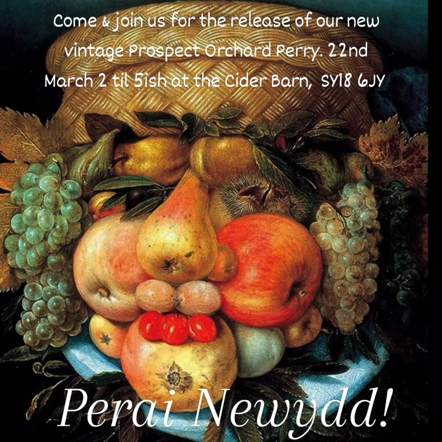 Come &amp; join us for the release of our new vintage Prospect Orchard Perry. 22nd March 2 til 5ish at the Cider Barn, SY18 6JY.