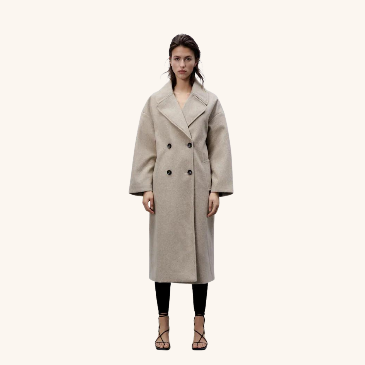   Sandro Mystere Double-Breasted Wool Coat, $447  
