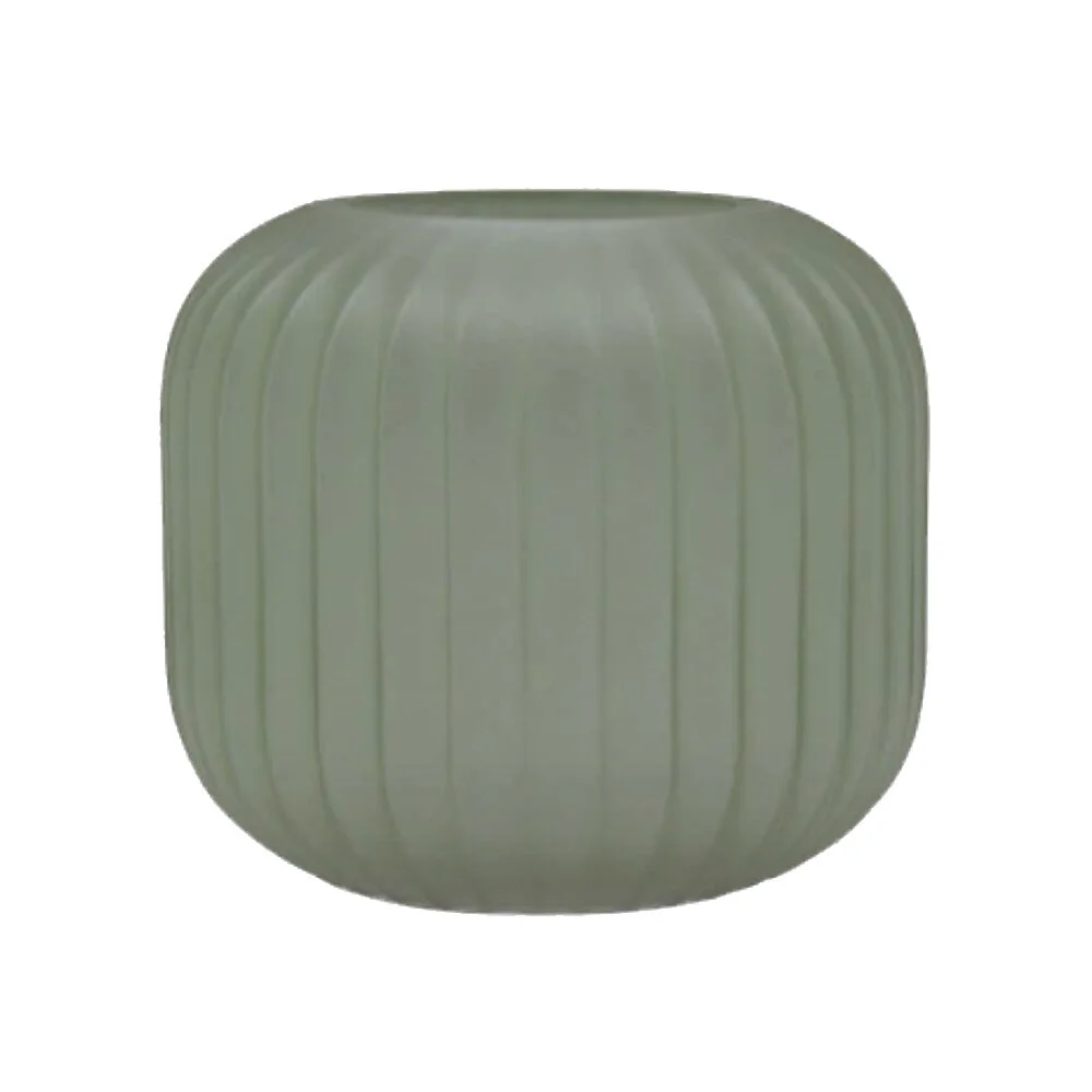 VASE GROOVED GLASS - GREEN - 16cmH x 18cmD.jpg