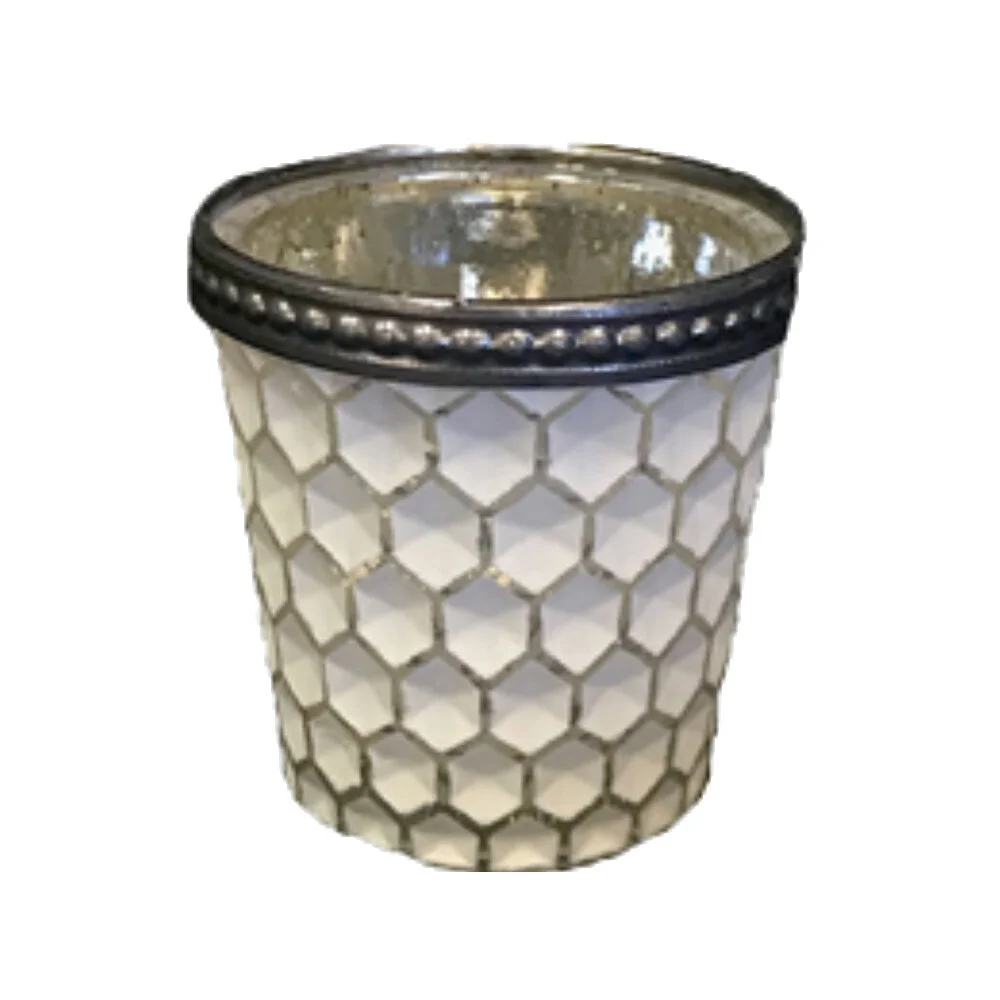 Votive Honeycomb - Ivory & Pewter