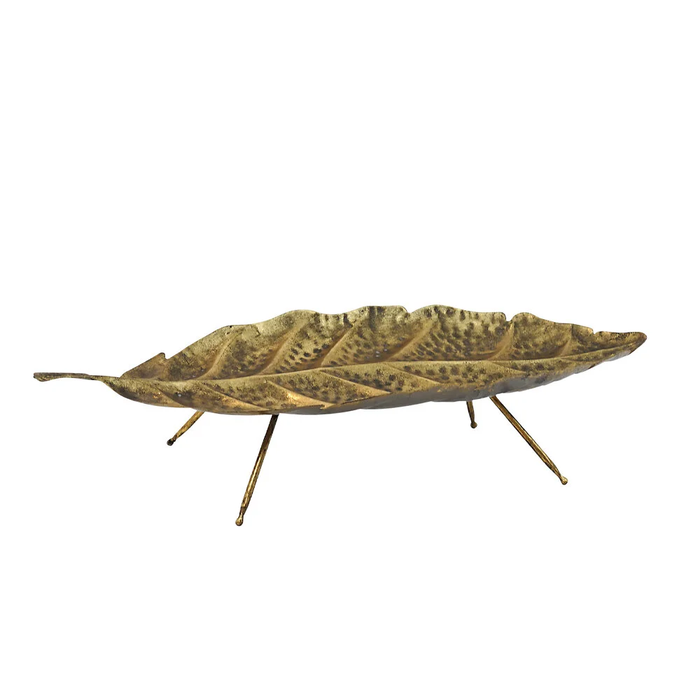 Tray Leaf Design Footed - Gold