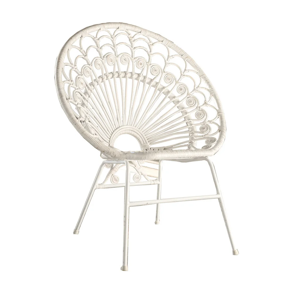 Chair Ornate - White Rattan