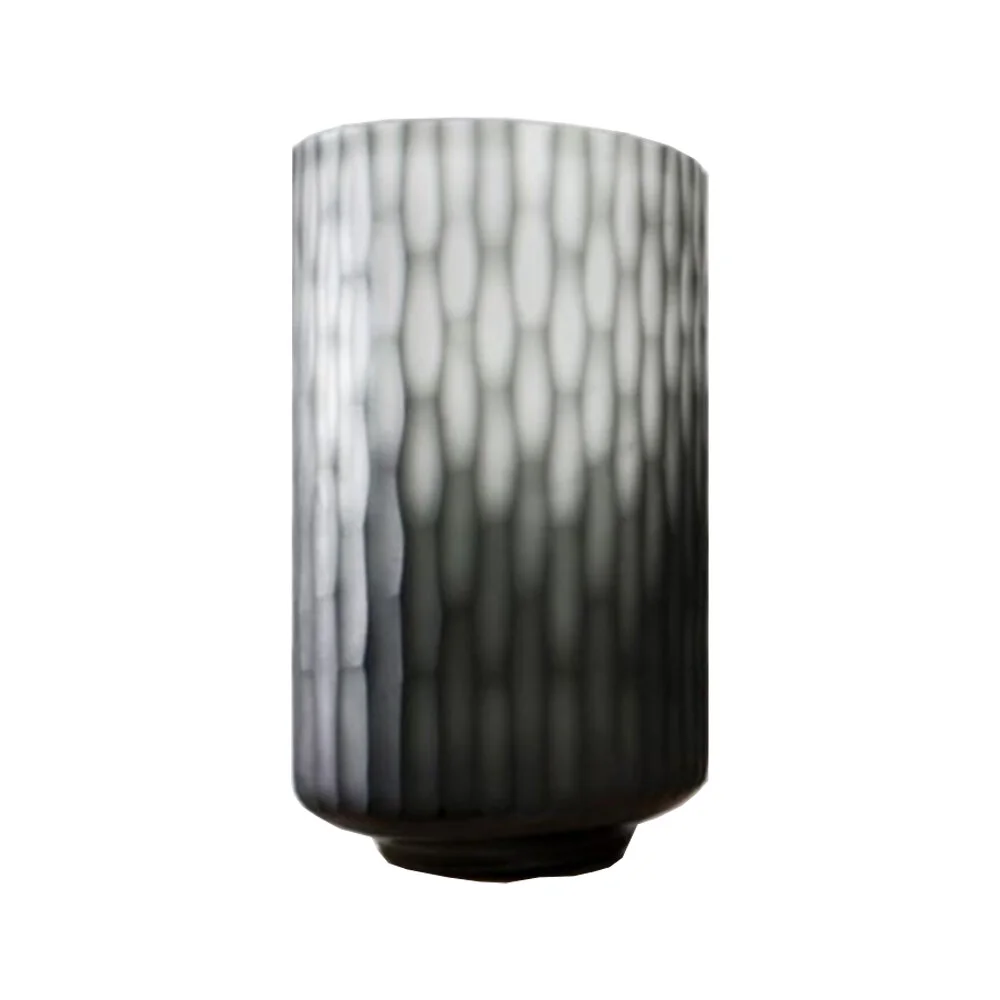 Vase Carved Glass - Charcoal