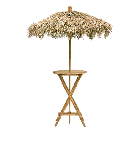 Bamboo Cocktail Table and Grass Umbrella (Optional)