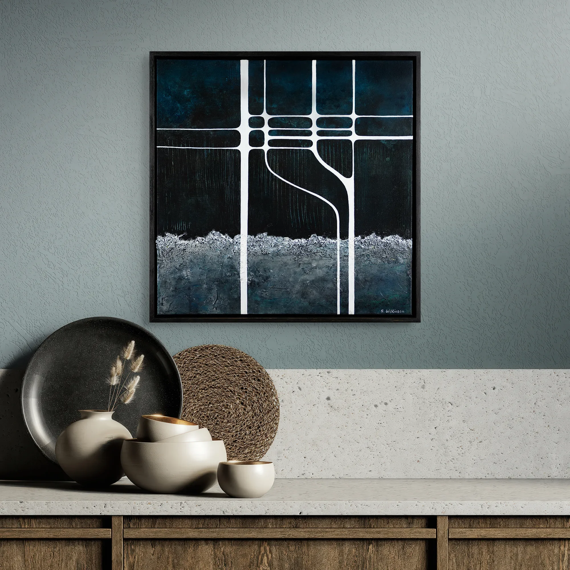 Bridge | 21.25" x 21.25" x 2" Framed - Sonia Wilkinson