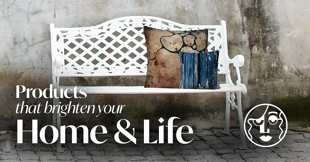A bench made beautiful by Home and Life products.