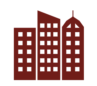 Silhouette van 3 huizen