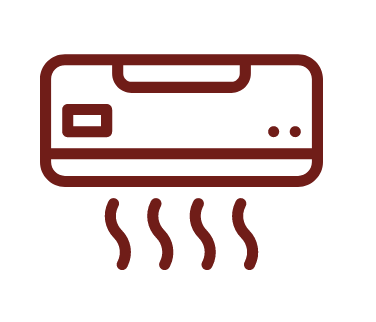 Icon of a wall-mounted air conditioner with heat waves showing it is heating.