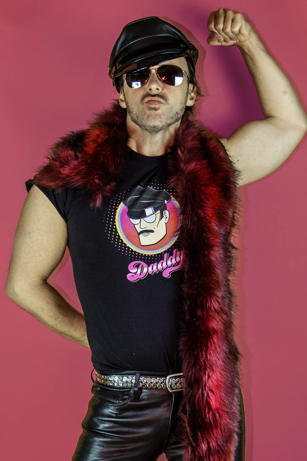 Gay Leather Men Design - Muscle Daddy Bear Biker Débardeur