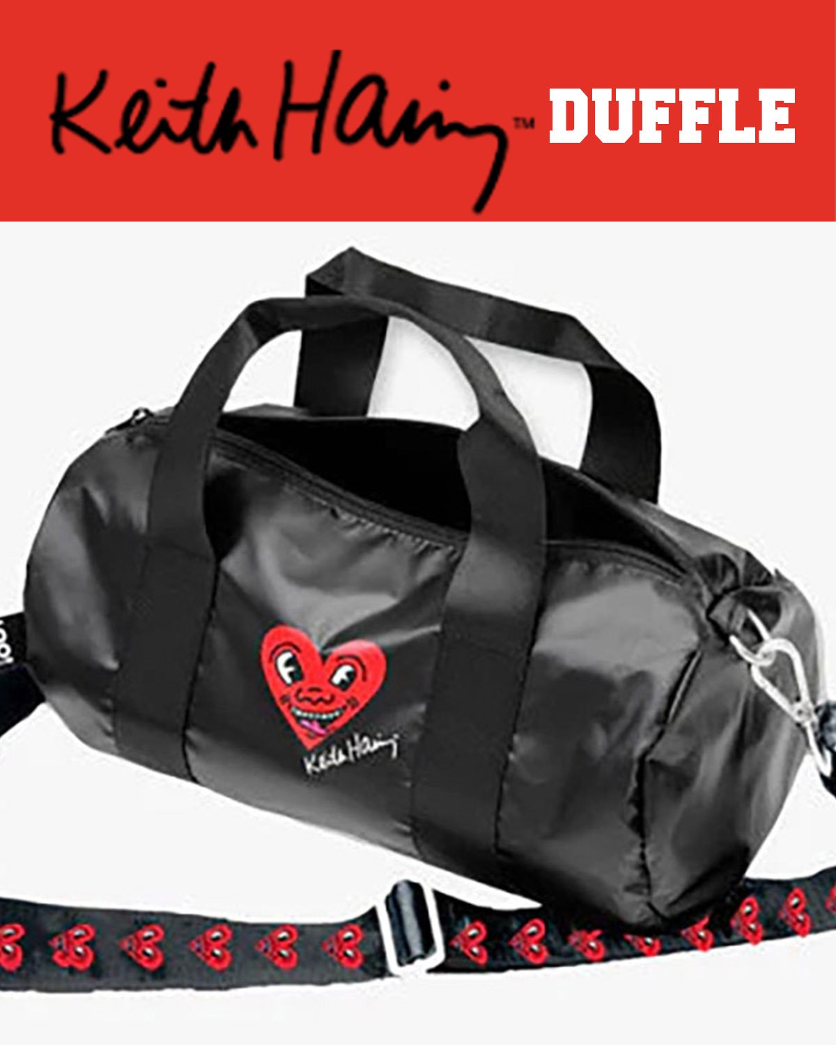 KEITH HARING "Heart Face" Metallic Weekender