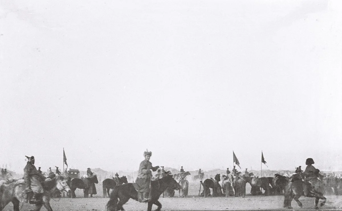 The above solders kneeling as Bogdo-Khan and the Queen are passing/TAR 