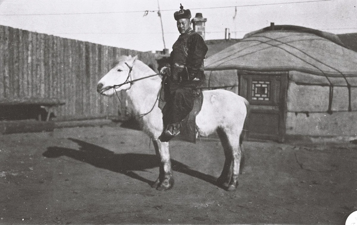  Our «house-lama» mounted on Rustad’s pony, febr 1912/TAR 