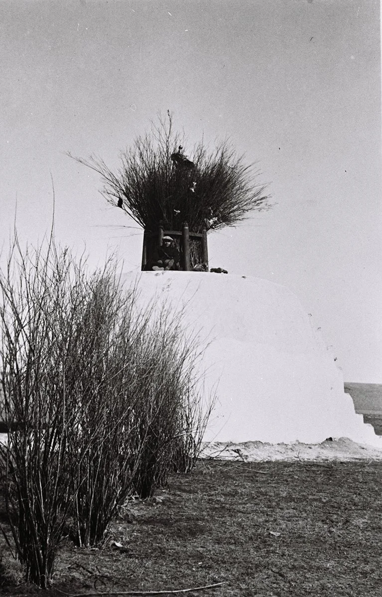  A square, white washed Obo with willow fence on top, outside Hailar, N. Manchuria/Holmes 