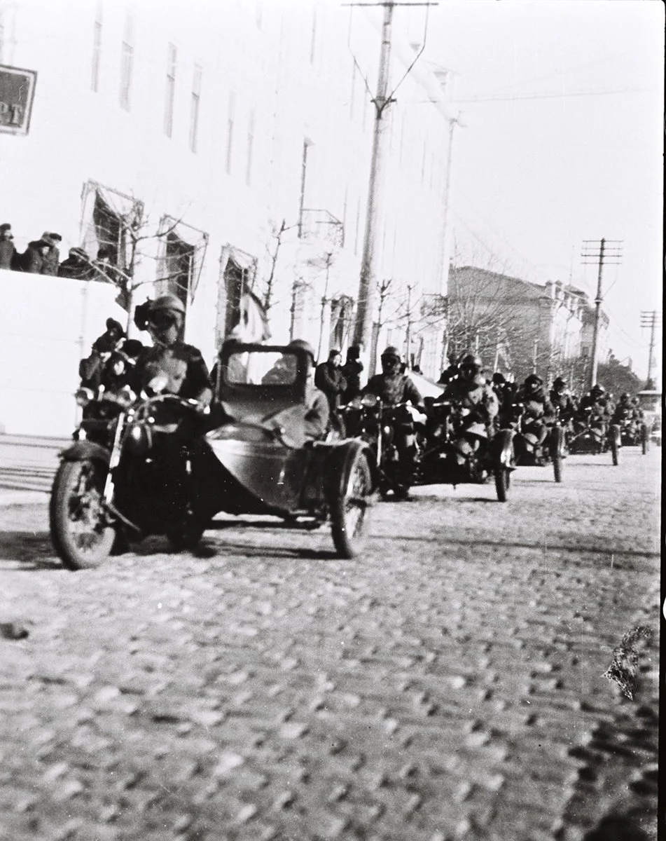  Japanese parade of victory in Harbin, Motor cycles. 8/2/32/Holmes 