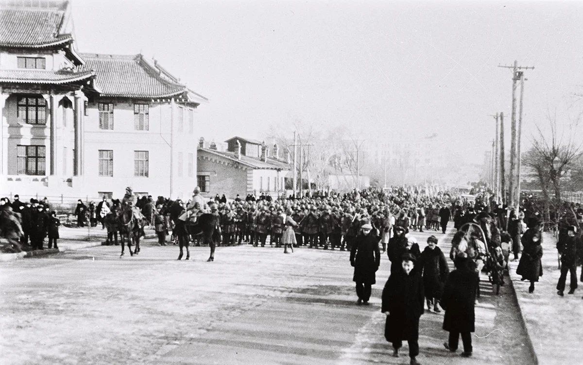  Japanese parade of victory in Harbin, views of parade. 8/2/32/Holmes 