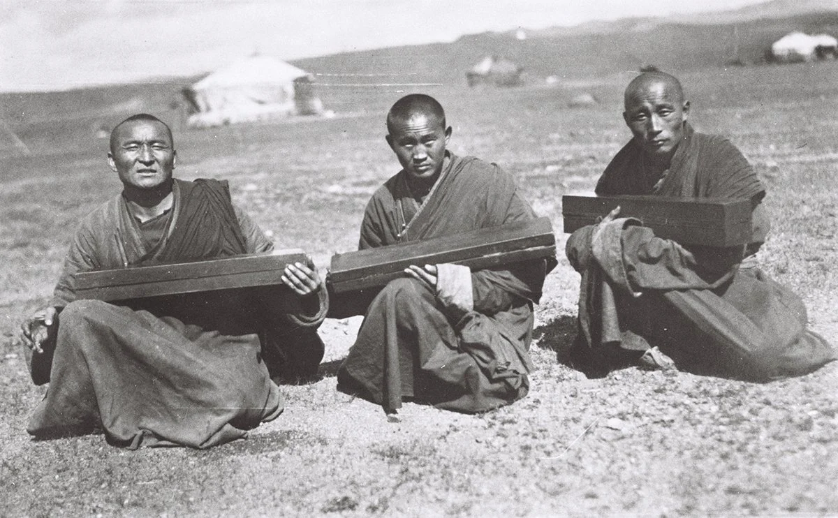  Three Lamas with boxes of prayers, Urga 1926 or 27/RUS 