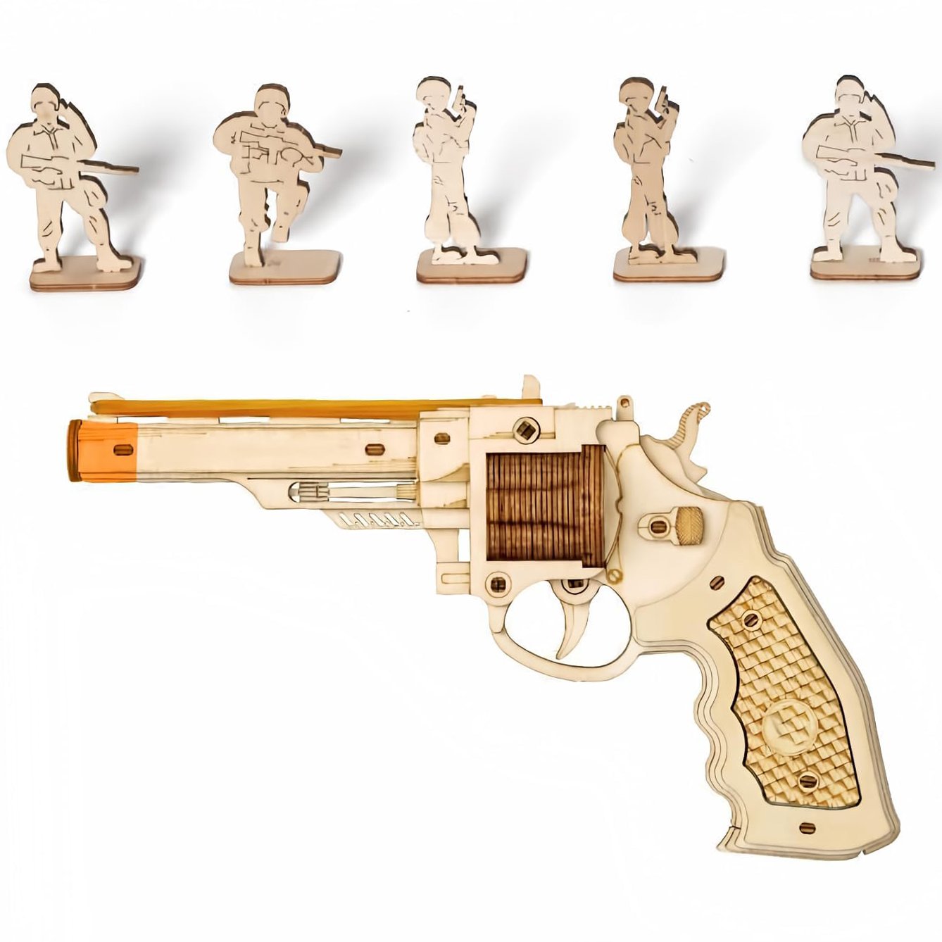 3D Wooden Revolver Model Kit