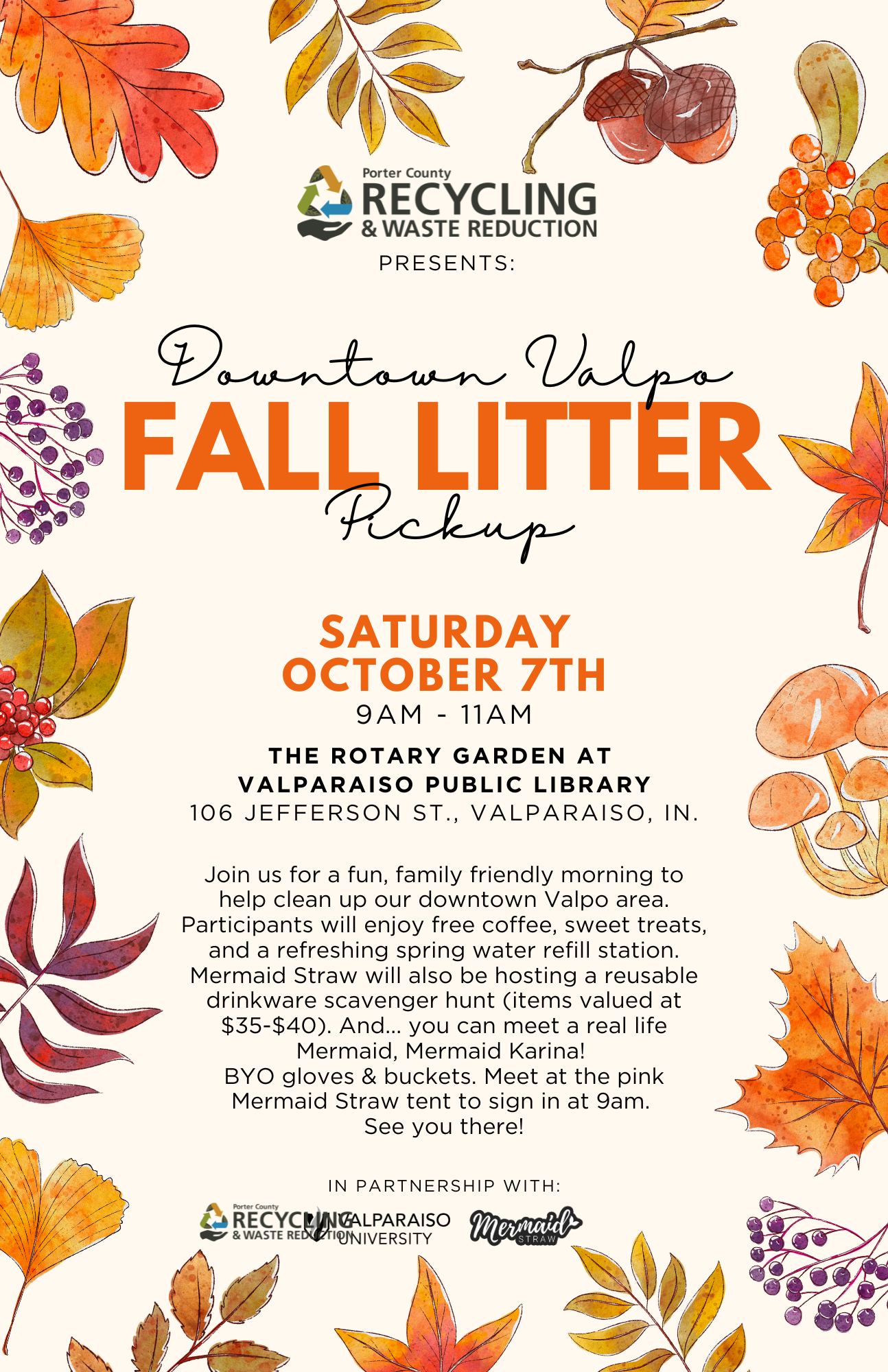 Porter County Recycling &amp; Waste Reduction Presents | Downtown Valpo Fall Litter Pickup