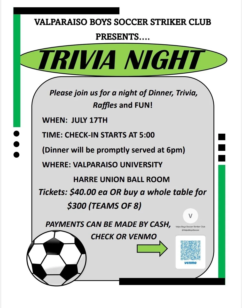 VALPO BOYS SOCCER STRIKER CLUB PRESENTS | TRIVIA NIGHT