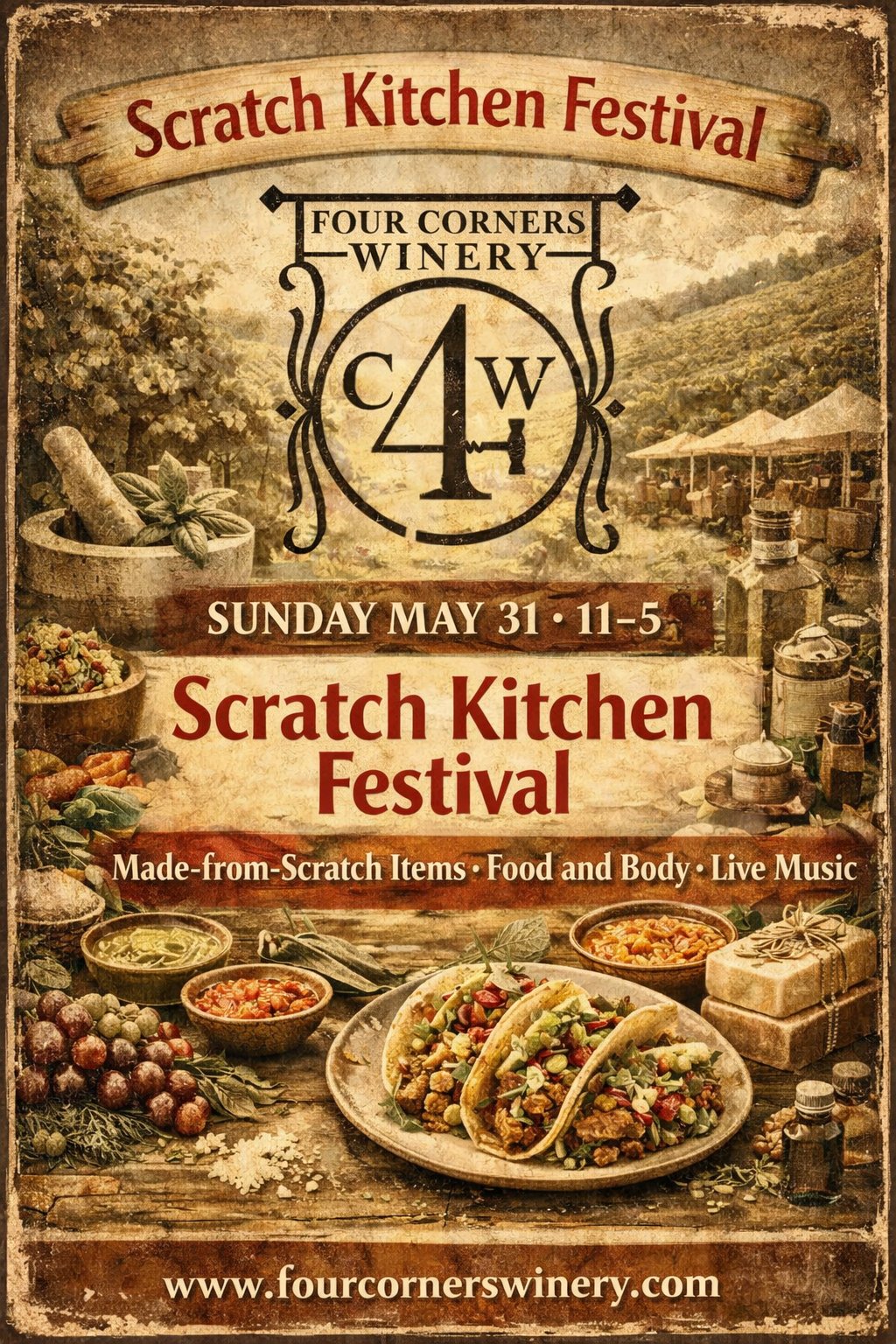 FOUR CORNERS WINERY PRESENTS | Scratch Kitchen Festival at Four Corners Winery ✨🍷 