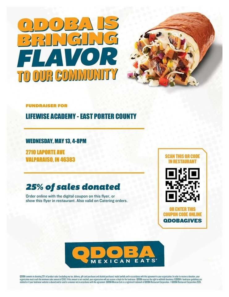 FUNDRAISER FOR LIFEWISE ACADEMY - EAST PORTER COUNTY | QDOBA NIGHT