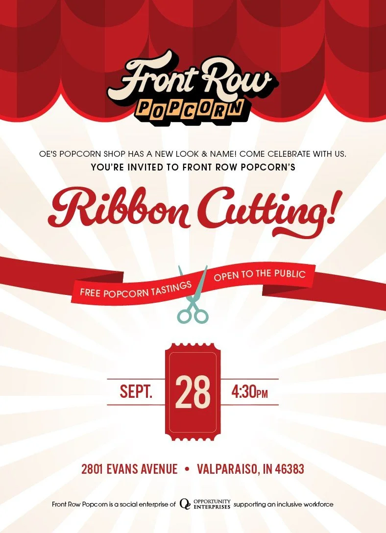 Front Row Popcorn Ribbon Cutting