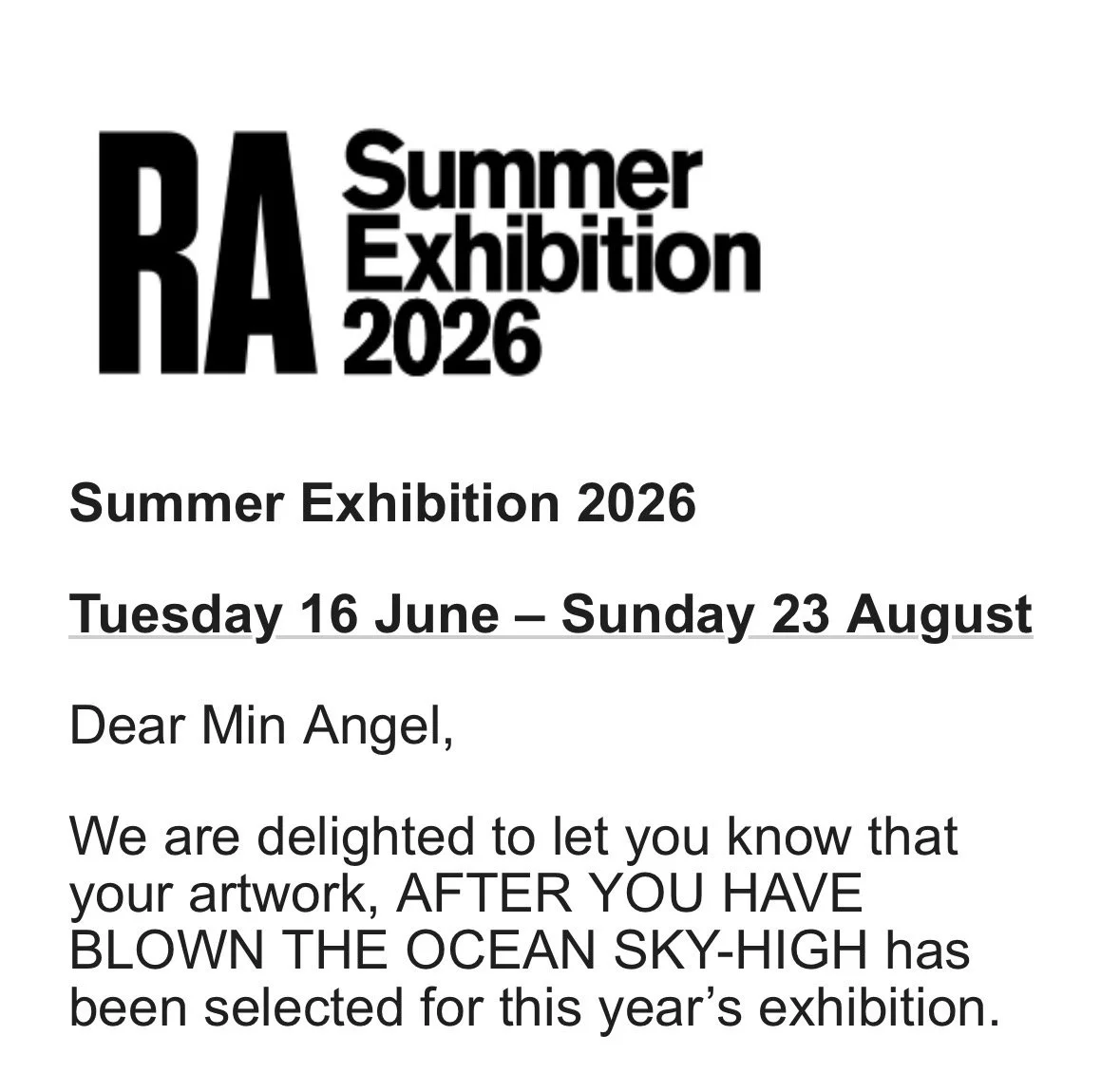 Delighted to have been selected by Katherine Jones RA. You can find my work in Room 2, no. 242.